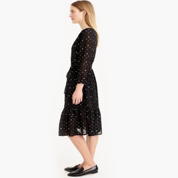 J.Crew Point Sur Faux-wrap Dress Black work 6 & 0 - Picture 4 of 8